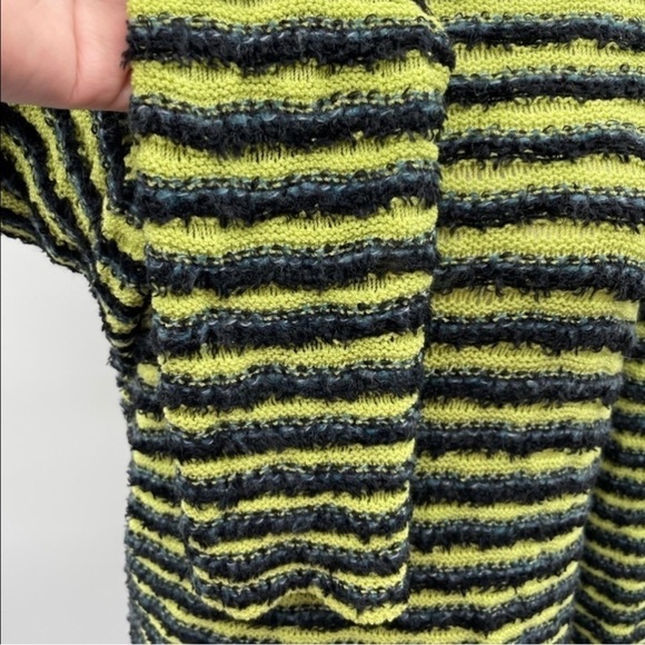 The St John Sport rate Green-Black Striped Cowl Neck womans sweater. 6 - Picture 3 of 5